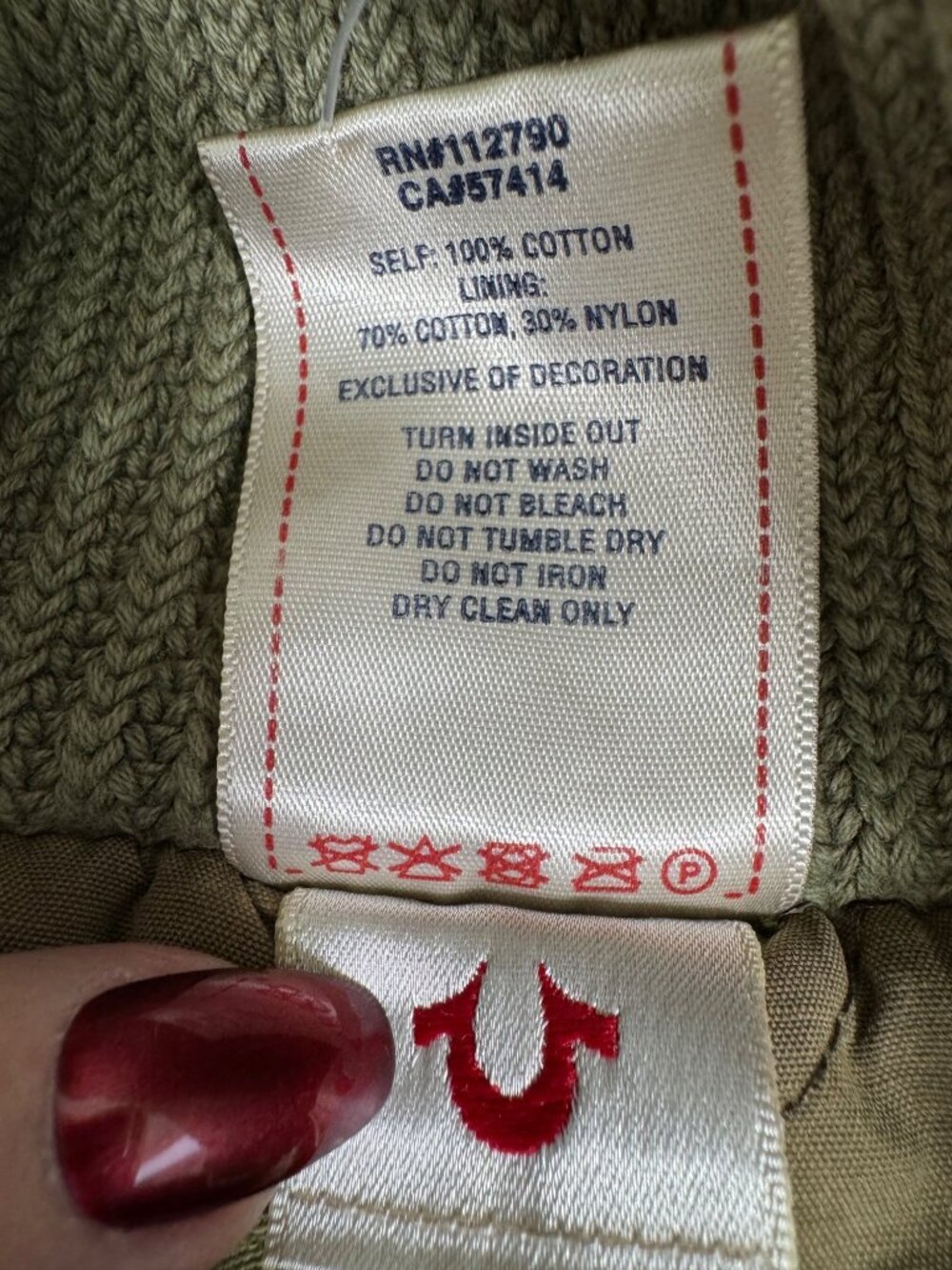 True Religion Military Green Bomber Funnel Knit Jacket Womens XS Stylish Casual - Picture 5 of 16
